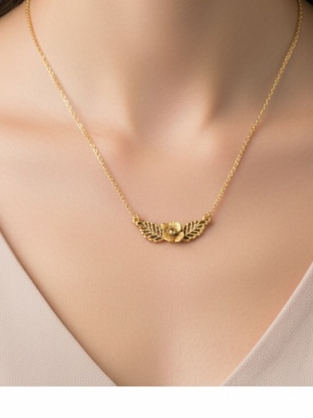 1928 Vintage Signed Elegant Gold Winged Pendant Necklace - Women's Jewelry
